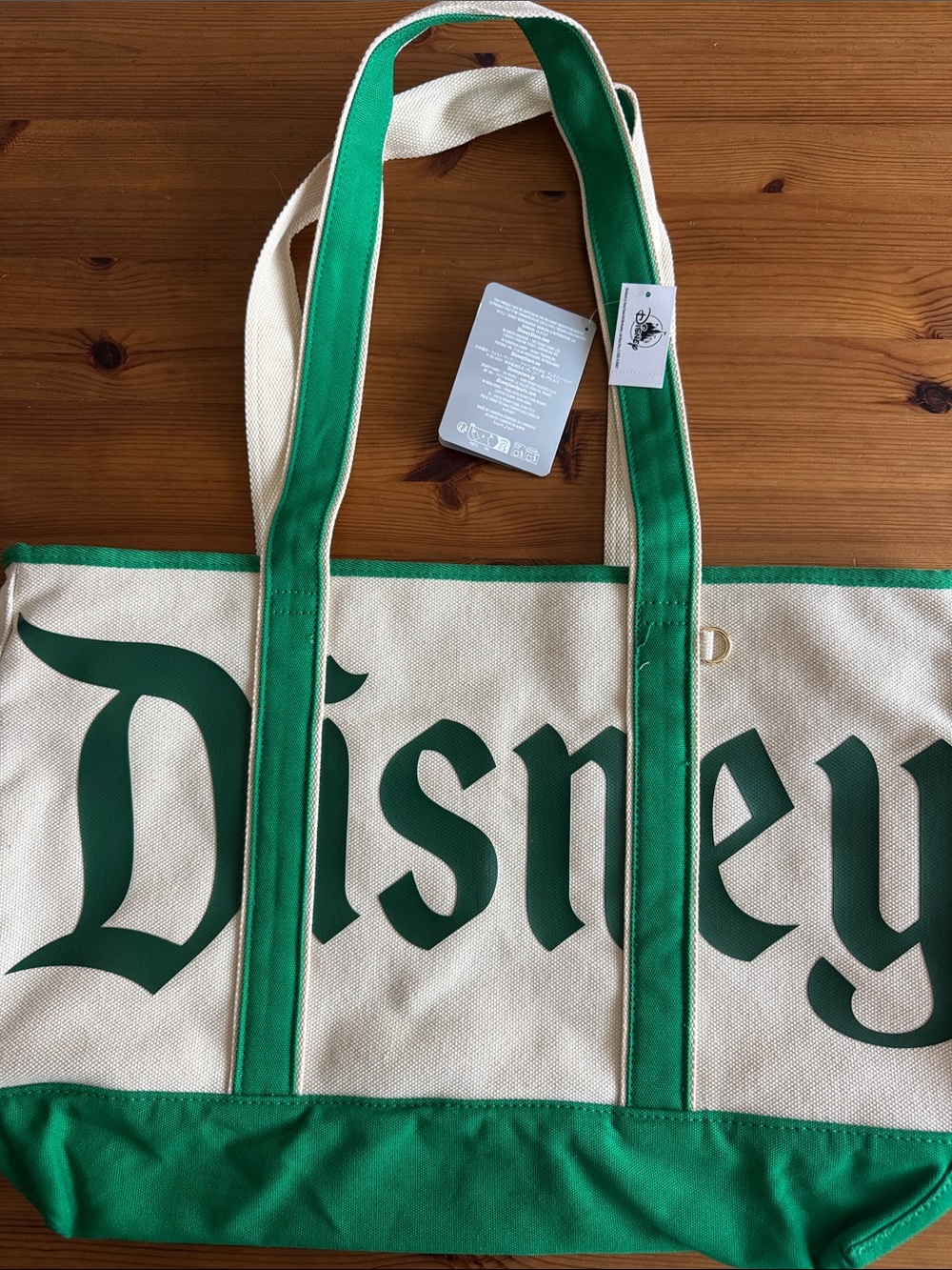 Disney Disneyland Resort Large Pop Color Cream Canvas Tote with Green Accents